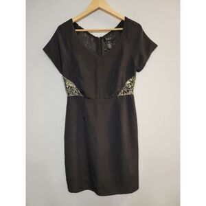 MM Couture Sequin Lace Short Sleeve Dress With Back Zipper,‎ Size Medium